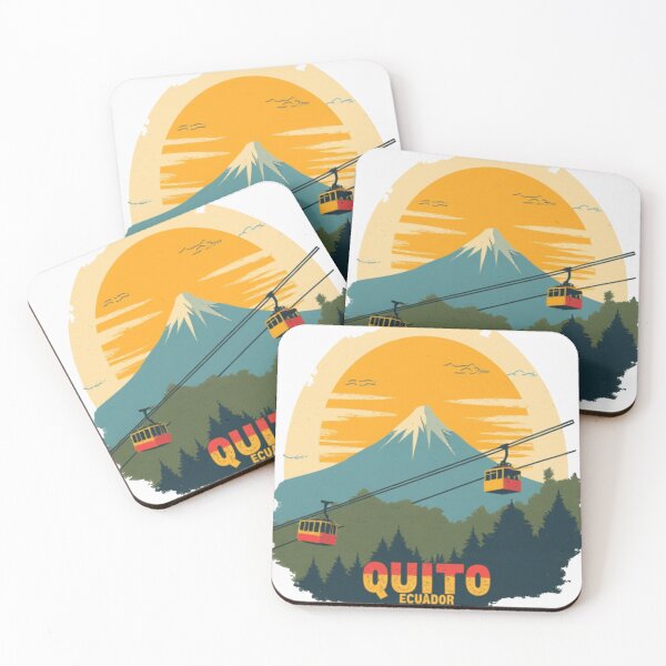 Item preview, Retro Quito Ecuador Cable Car and Volcano Art designed and sold by The Emoji Vibe.