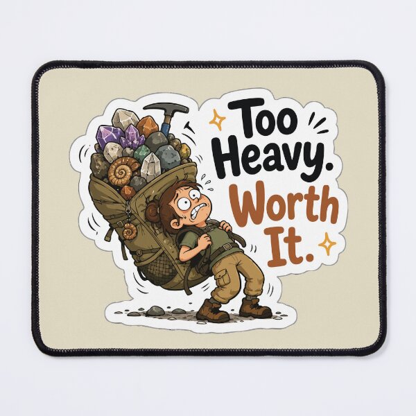 Item preview, Too Heavy Worth It Funny Rockhound Sticker Geology Crystal Collector Hiking Gift designed and sold by SimplePoDesign.