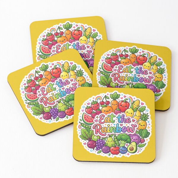 Item preview, Eat the Rainbow Kawaii Fruits & Vegetables Sticker | Cute Healthy Food Cartoon | Vegan Rainbow Design designed and sold by Bhaskar Digital Art.