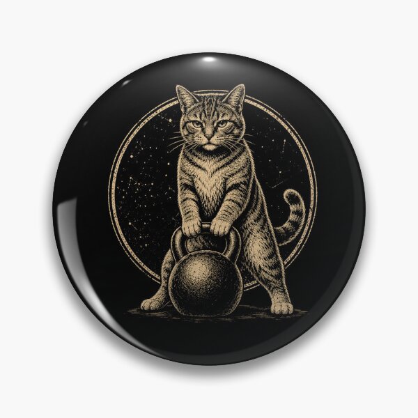 Item preview, Vintage Strong Cat Kettlebell Fitness Retro designed and sold by Moizento.