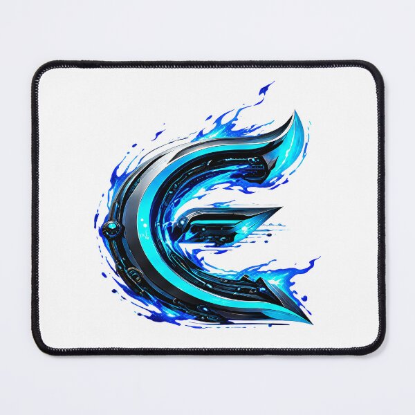 Item preview, AquaFlare Cipher: The Teal Inferno Letter E designed and sold by BlissBlvdShop.