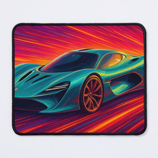 Item preview, Cyan Hypercar Overdrive - Abstract Neon Speed Art designed and sold by Nexus Space.