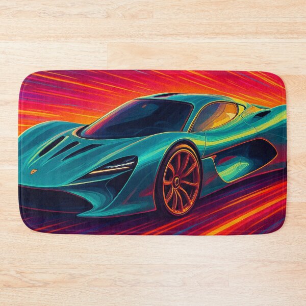 Item preview, Cyan Hypercar Overdrive - Abstract Neon Speed Art designed and sold by Nexus Space.
