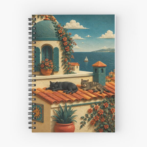 Item preview, Mediterranean Rooftop with Cats designed and sold by Andy Gambino Art.