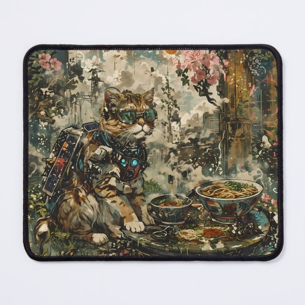 Item preview, Cyberpunk Cat Eating Ramen designed and sold by Structure-Blue.