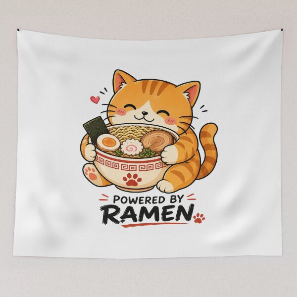 Item preview, Cute Cat Eating Ramen Funny Kawaii Japanese Noodles designed and sold by AMICO77.
