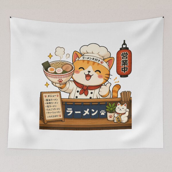 Item preview, Cute Cat Eating Ramen Funny Kawaii Japanese Noodles designed and sold by AMICO77.