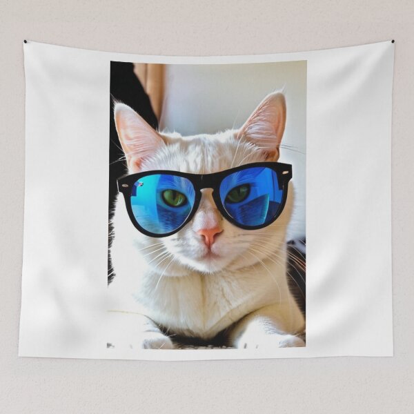 Item preview, Animals - Cool White Cat, Relaxed Attitude and Mirror Sunglasses designed and sold by World-Pets.
