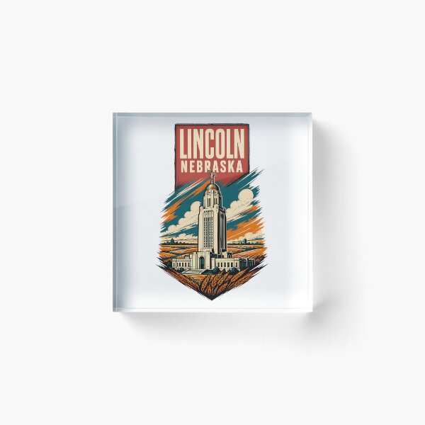 Item preview, Lincoln, Nebraska USA Vintage Travel Tourism Art designed and sold by TravelersGems.
