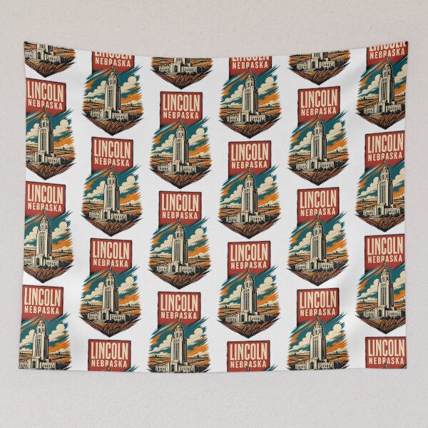 Item preview, Lincoln, Nebraska USA Vintage Travel Tourism Art designed and sold by TravelersGems.