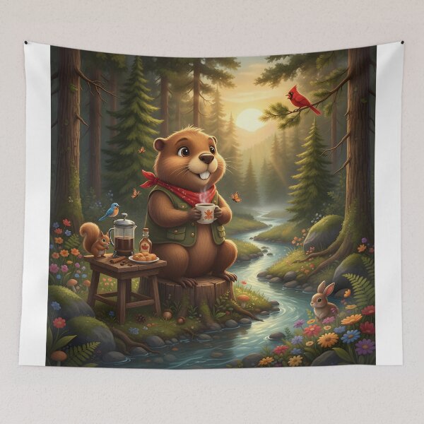 Item preview, Happy Beaver Adventures – Beaver Morning Coffee designed and sold by Clothes With Smiling Animals Walt Gral.