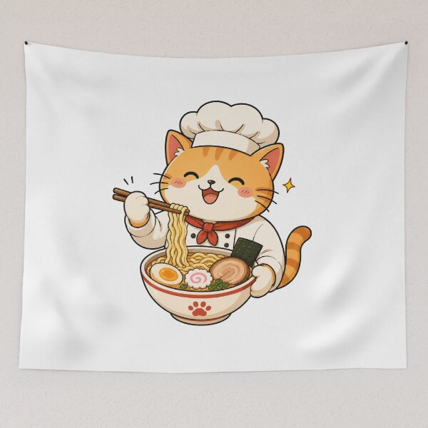 Item preview, Cute Cat Eating Ramen Funny Kawaii Japanese Noodles designed and sold by AMICO77.