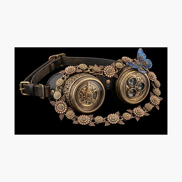 Item preview, Steampunk Goggles with Sunflower Garland and Blue Butterfly designed and sold by SilentFlower.