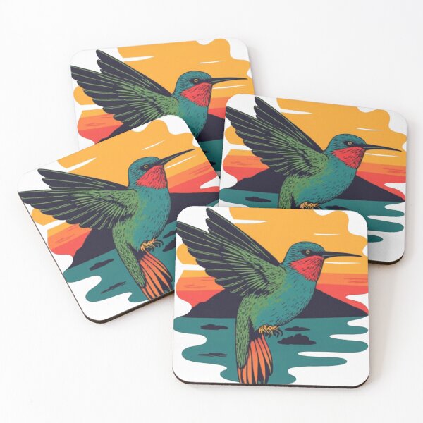 Item preview, Vintage Hummingbird Retro Sunset Nature designed and sold by The Emoji Vibe.