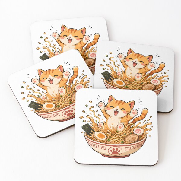 Item preview, Cute Cat Eating Ramen Funny Kawaii Japanese Noodles designed and sold by AMICO77.