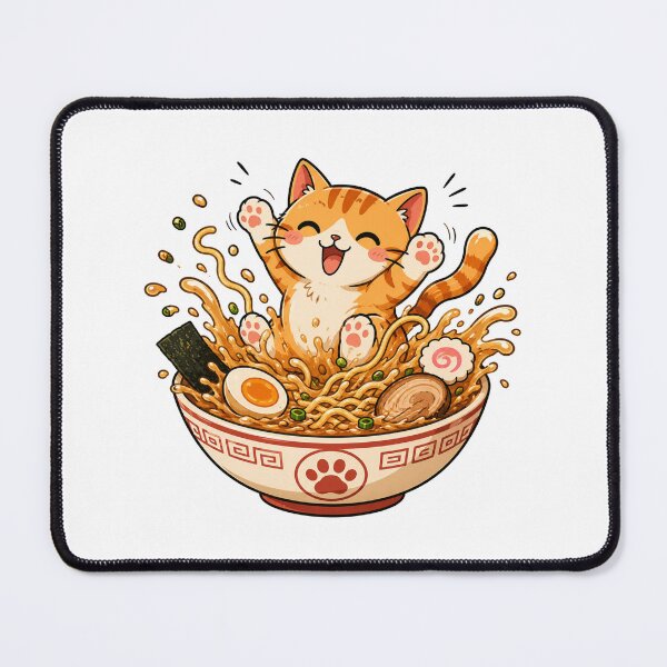 Item preview, Cute Cat Eating Ramen Funny Kawaii Japanese Noodles designed and sold by AMICO77.
