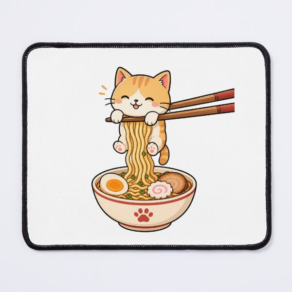 Item preview, Cute Cat Eating Ramen Funny Kawaii Japanese Noodles designed and sold by AMICO77.