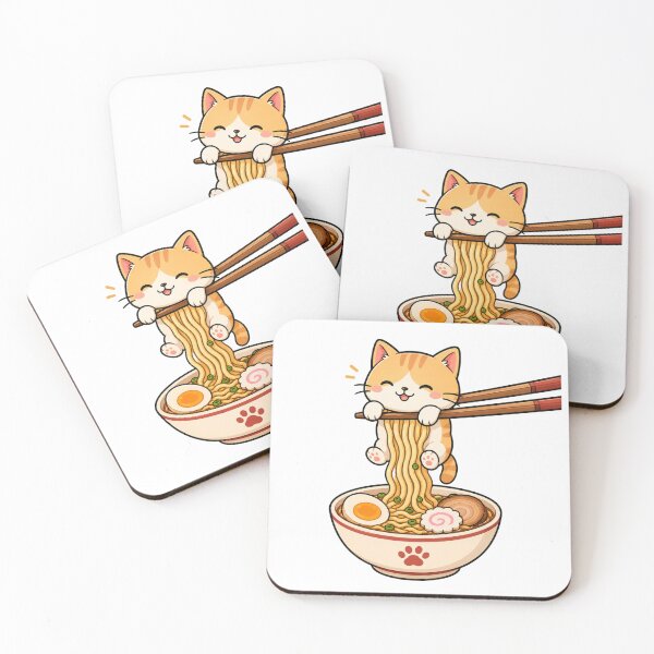 Item preview, Cute Cat Eating Ramen Funny Kawaii Japanese Noodles designed and sold by AMICO77.