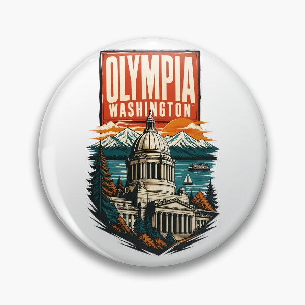 Item preview, Olympia, Washington USA Vintage Travel Tourism Art designed and sold by TravelersGems.