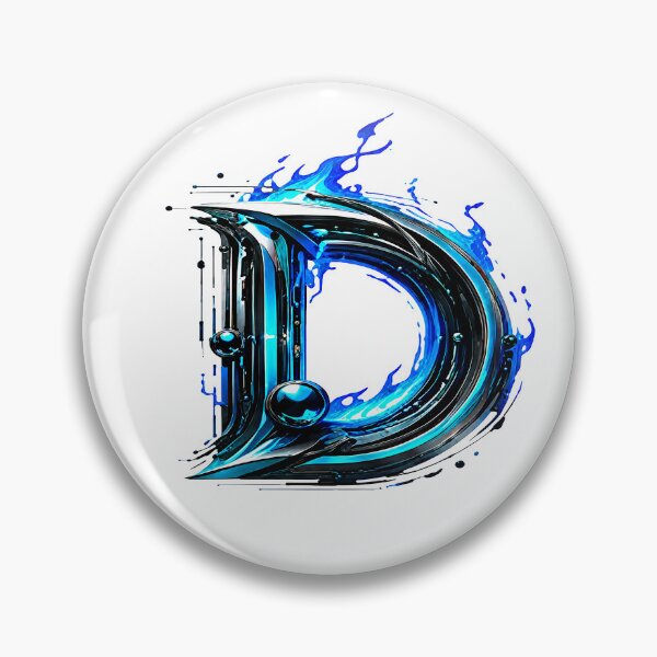 Item preview, AquaFlare Cipher The Teal Inferno Letter D designed and sold by BlissBlvdShop.
