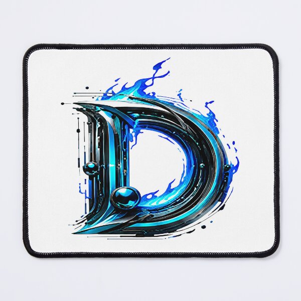 Item preview, AquaFlare Cipher The Teal Inferno Letter D designed and sold by BlissBlvdShop.