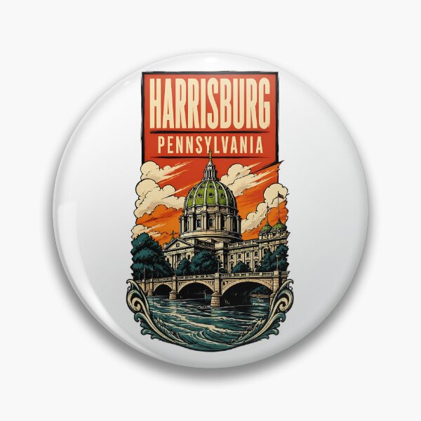 Item preview, Harrisburg, Pennsylvania USA Vintage Travel Tourism Art designed and sold by TravelersGems.