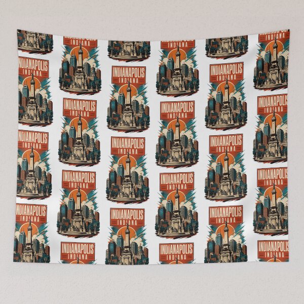 Item preview, Indianapolis, Indiana USA Vintage Travel Tourism Art designed and sold by TravelersGems.