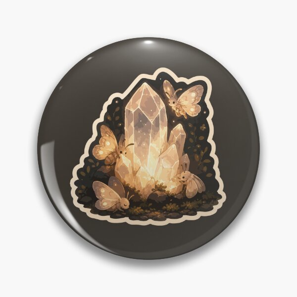 Item preview, Glowing Quartz Crystal with Luna Moths Nature Sticker Cottagecore Mineral Art designed and sold by SimplePoDesign.
