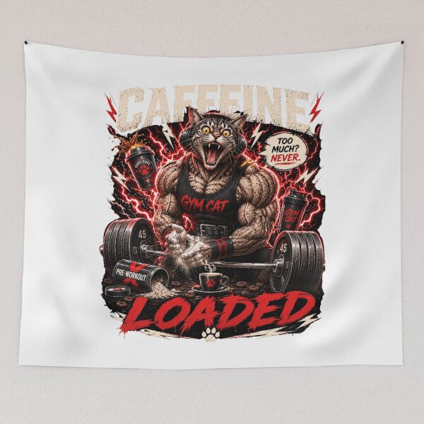 Item preview, Caffeine Loaded Funny Gym Cat Coffee Vintage Fitness Gift designed and sold by Digistore1221.