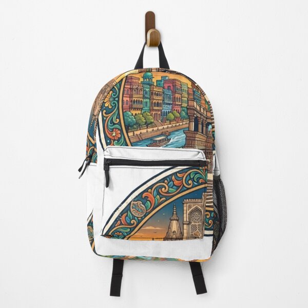 Item preview, Ahmedabad India Vintage Travel Badge | Gujarat Heritage Illustration designed and sold by Mathias Yakubu Design.