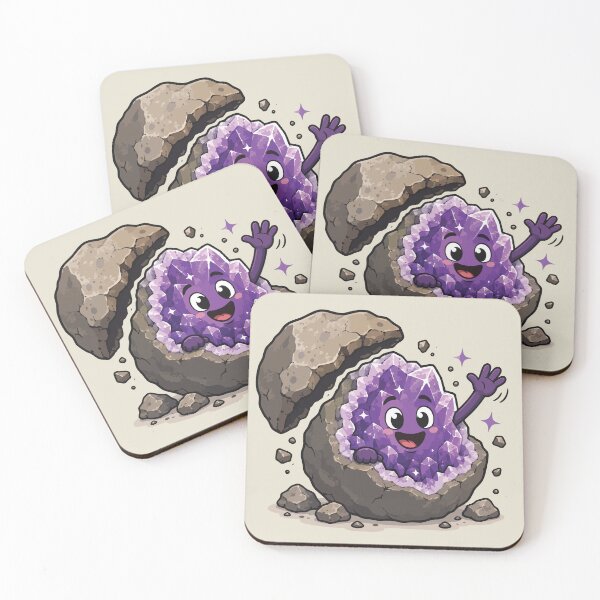 Artikelvorschau, Niedlicher Amethyst-Geoden-Aufkleber, Kawaii-Geschenk für Kristall-, Steinsammler- und Mineralienliebhaber entworfen und verkauft von SimplePoDesign.