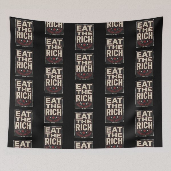 Item preview, Eat The Rich Vintage Protest Typography Shirt | Retro Political Statement Graphic | Distressed Grunge Slogan Design designed and sold by Bhaskar Digital Art.
