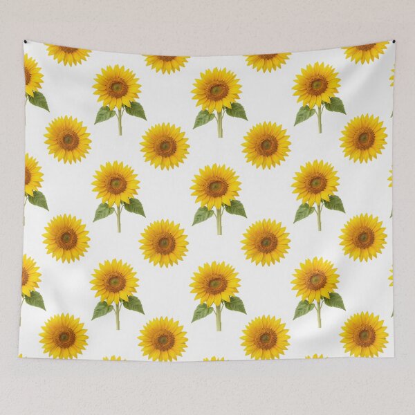 Item preview, Sunflower Seamless Pattern on Dusty Blue Background designed and sold by Joyfulfabric.