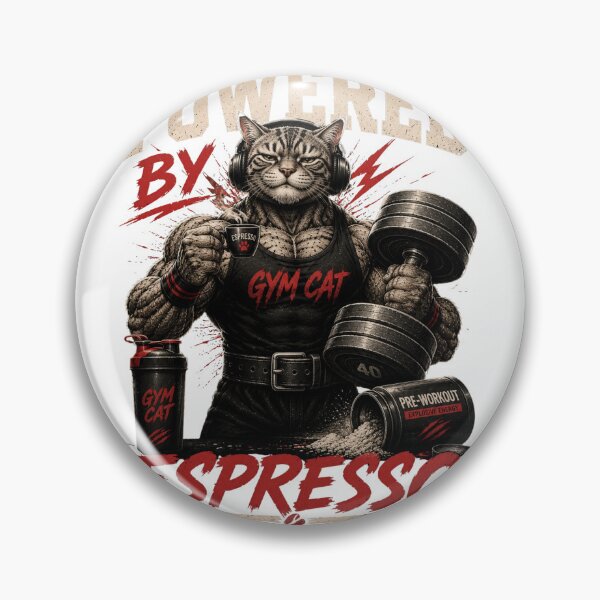 Item preview, Powered by Espresso Funny Gym Cat Vintage Coffee Fitness Gift designed and sold by Digistore1221.