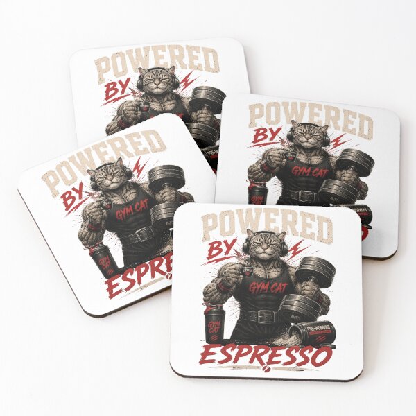 Item preview, Powered by Espresso Funny Gym Cat Vintage Coffee Fitness Gift designed and sold by Digistore1221.
