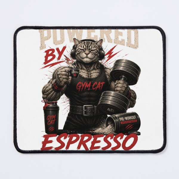 Item preview, Powered by Espresso Funny Gym Cat Vintage Coffee Fitness Gift designed and sold by Digistore1221.