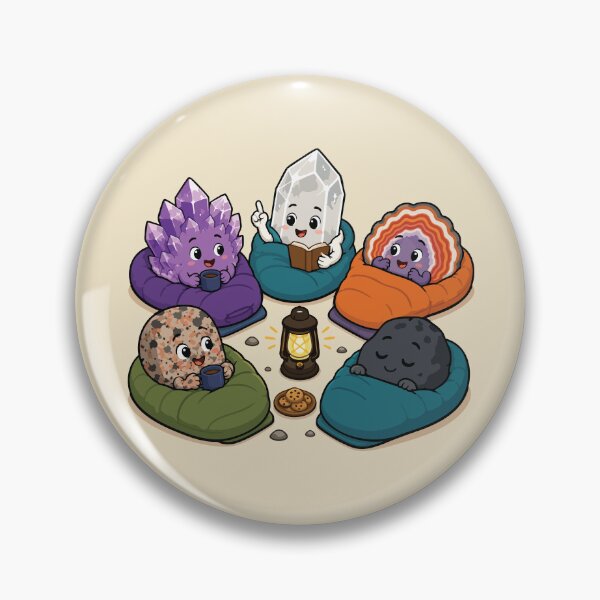 Item preview, Cute Rockhound Campfire Sticker Cozy Geology Crystal Club Mineral Collector Gift designed and sold by SimplePoDesign.