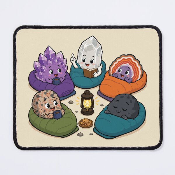 Item preview, Cute Rockhound Campfire Sticker Cozy Geology Crystal Club Mineral Collector Gift designed and sold by SimplePoDesign.