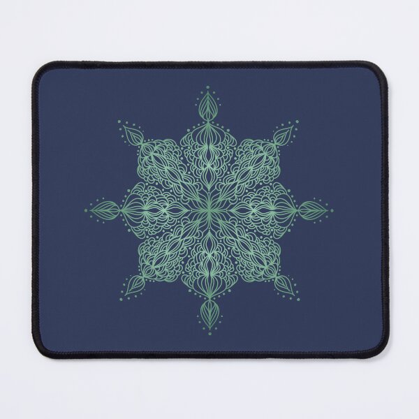 Item preview, Green linear mandala on dark blue background designed and sold by kallyfactory.