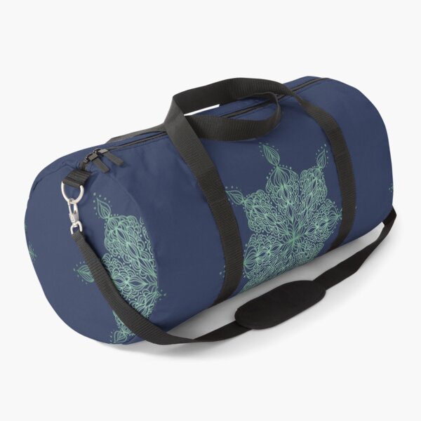 Item preview, Green linear mandala on dark blue background designed and sold by kallyfactory.