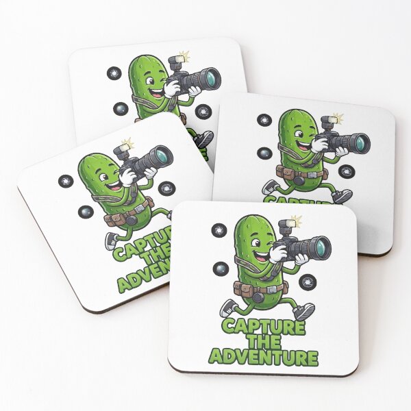 Item preview, Capture The Adventure Cute Pickle Photographer Camera Travel Camping Outdoors Quote designed and sold by Basma Designs | Retro, Kawaii Shirts & Stickers.