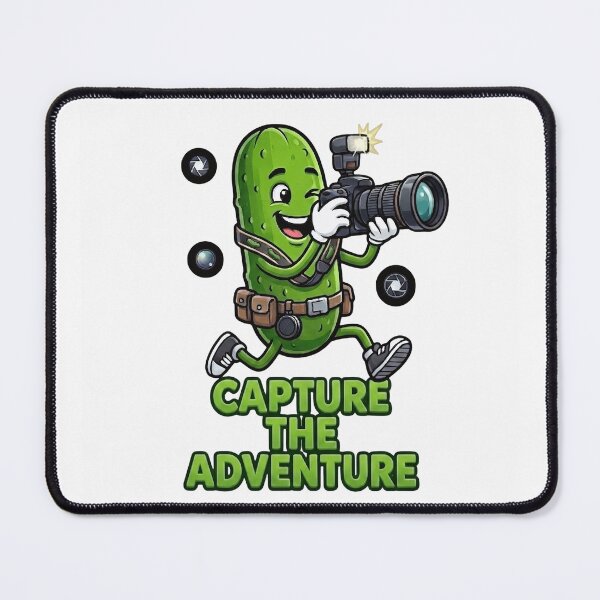 Item preview, Capture The Adventure Cute Pickle Photographer Camera Travel Camping Outdoors Quote designed and sold by Basma Designs | Funny Shirts, Stickers & Mugs.