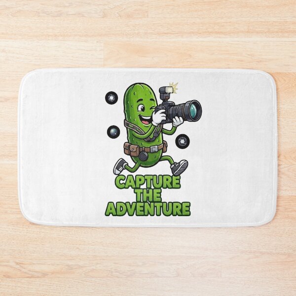 Item preview, Capture The Adventure Cute Pickle Photographer Camera Travel Camping Outdoors Quote designed and sold by Basma Designs | Retro, Kawaii Shirts & Stickers.