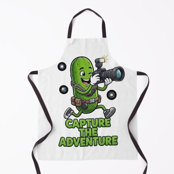 Item preview, Capture The Adventure Cute Pickle Photographer Camera Travel Camping Outdoors Quote designed and sold by Basma Designs | Retro, Kawaii Shirts & Stickers.