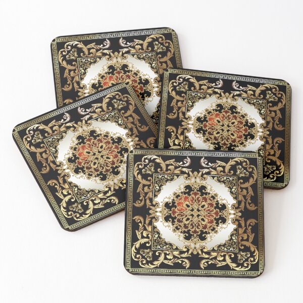 Item preview, Greek Key Diamond Ornate Baroque Cream Red Black Gold designed and sold by Yiorgos Designs.