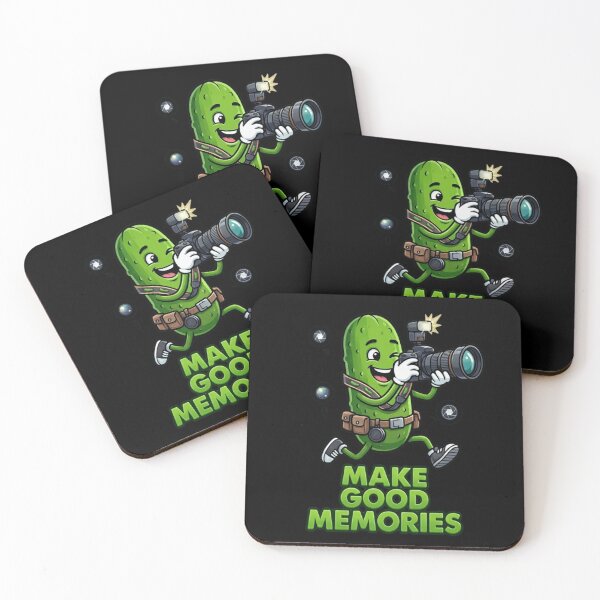 Item preview, ​Make Good Memories Cute Pickle Photographer Camera Travel Camping Inspirational Quote designed and sold by Basma Designs | Retro, Kawaii Shirts & Stickers.