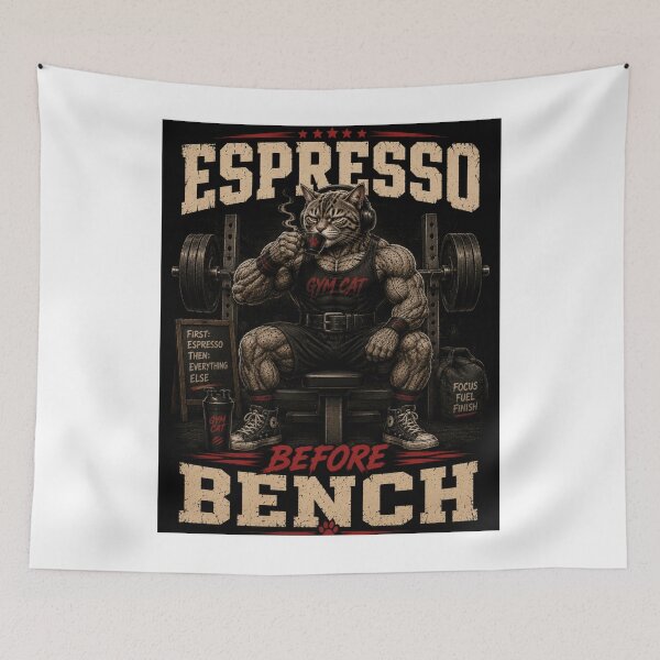 Item preview, Espresso Before Bench Funny Gym Cat Vintage Coffee Fitness Gift designed and sold by Digistore1221.