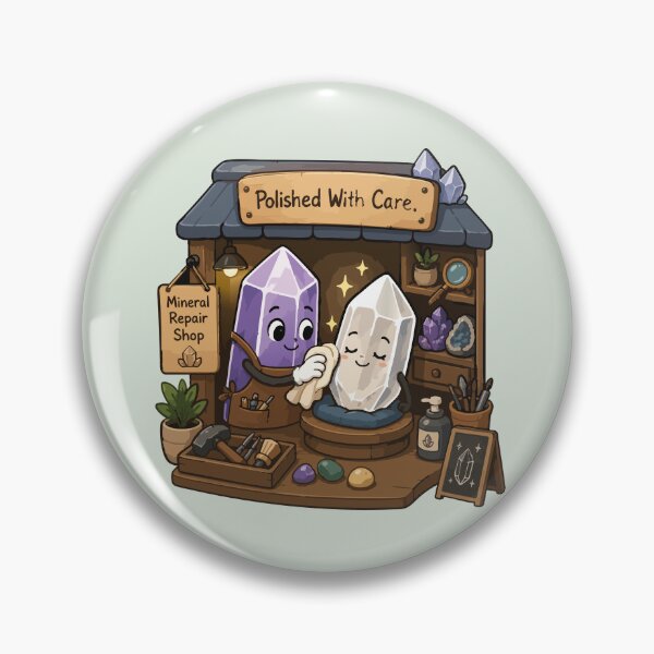 Item preview, Polished With Care Funny Crystal Polishing Sticker Rockhound Mineral Collector Gift designed and sold by SimplePoDesign.