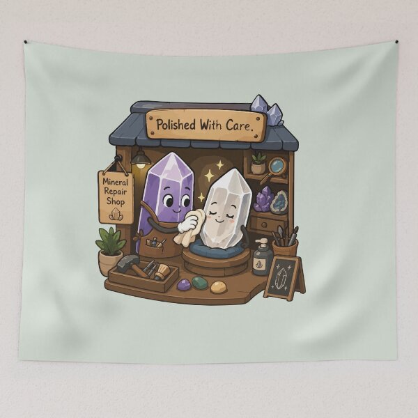 Item preview, Polished With Care Funny Crystal Polishing Sticker Rockhound Mineral Collector Gift designed and sold by SimplePoDesign.
