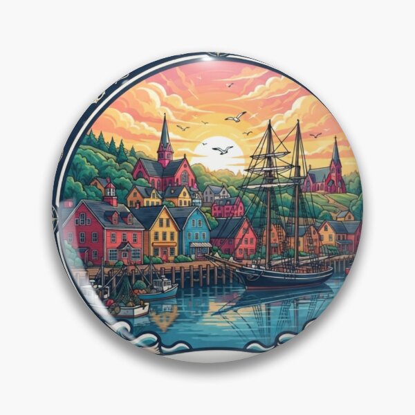 Item preview, Lunenburg Nova Scotia Vintage Travel Badge | Canada Coastal Heritage designed and sold by Mathias Yakubu Design.